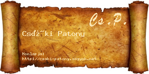 Csáki Patony névjegykártya